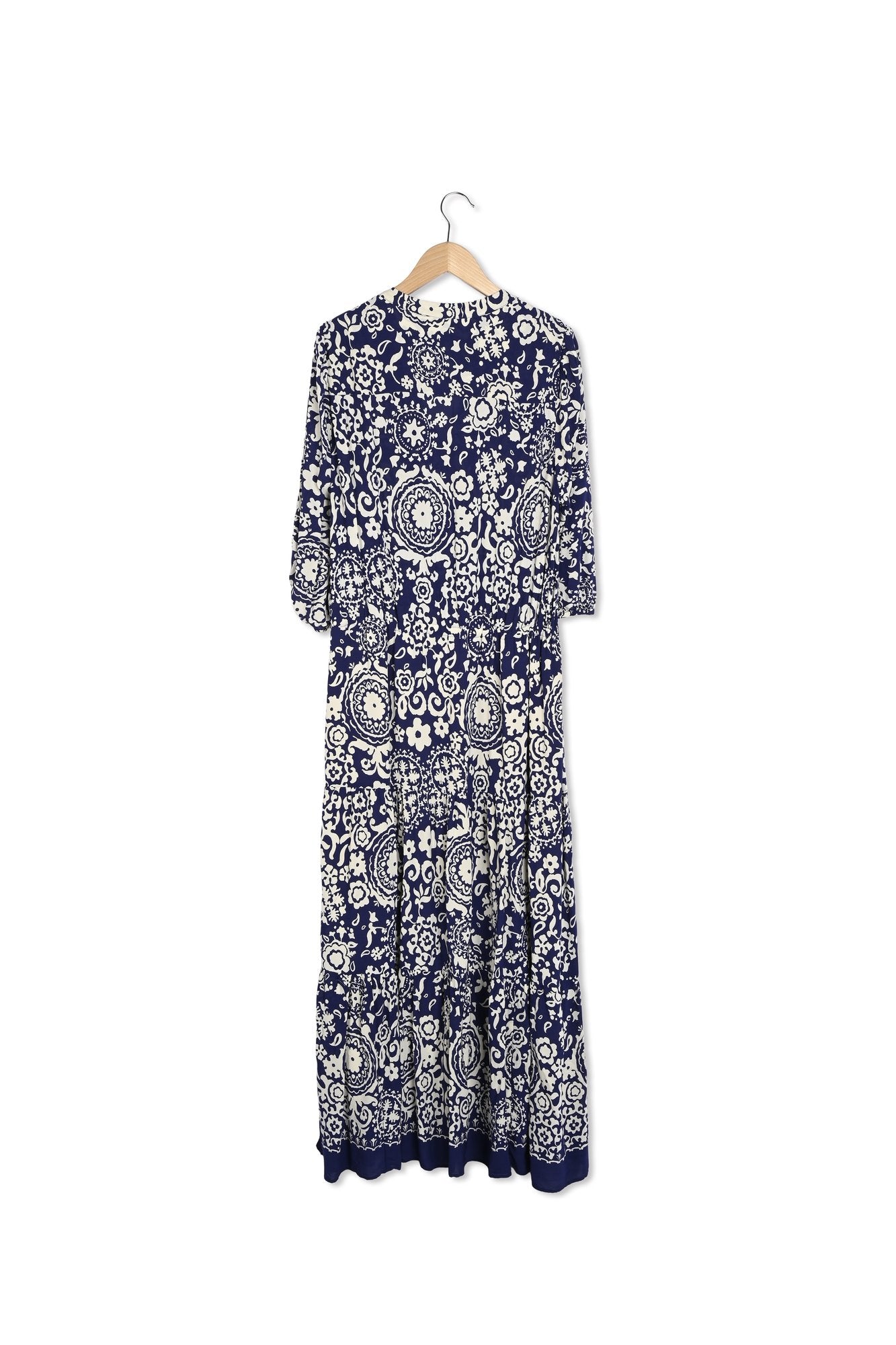 Robe longue élastiquée imprimé bicolore - PHILIA Faume - seconde main