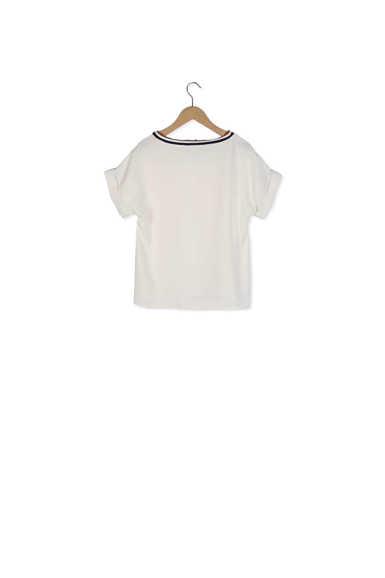 NAYEL - Top en crêpe avec encolure rayée Faume - seconde main