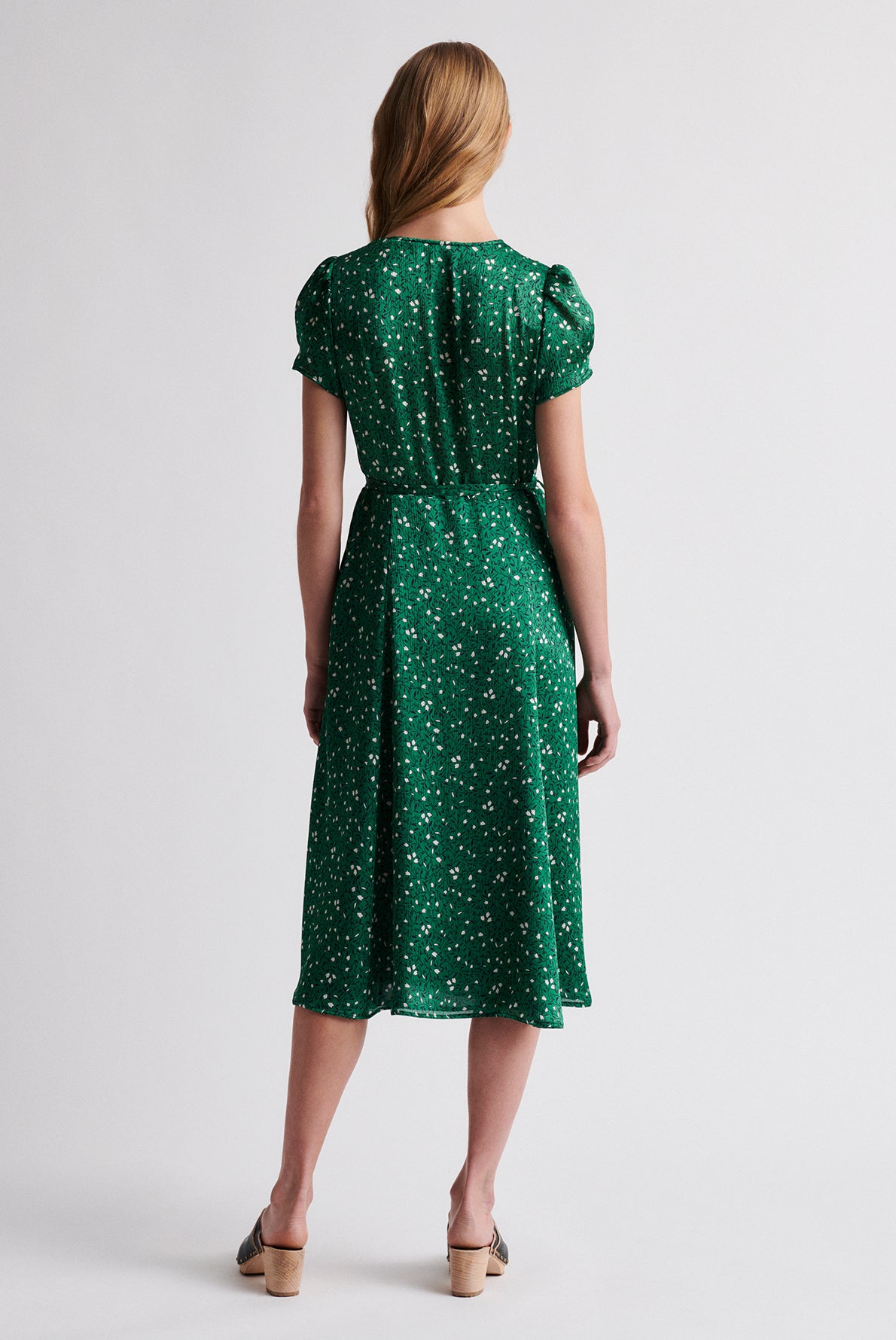 SARA - Robe portefeuille à imprimé floral Faume - seconde main