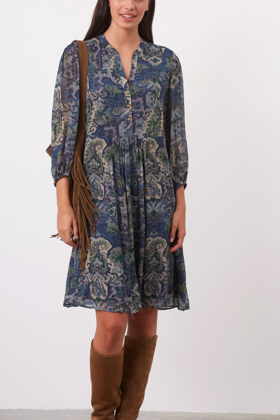 Robe en mousseline à motif graphique - JULIA Faume - seconde main