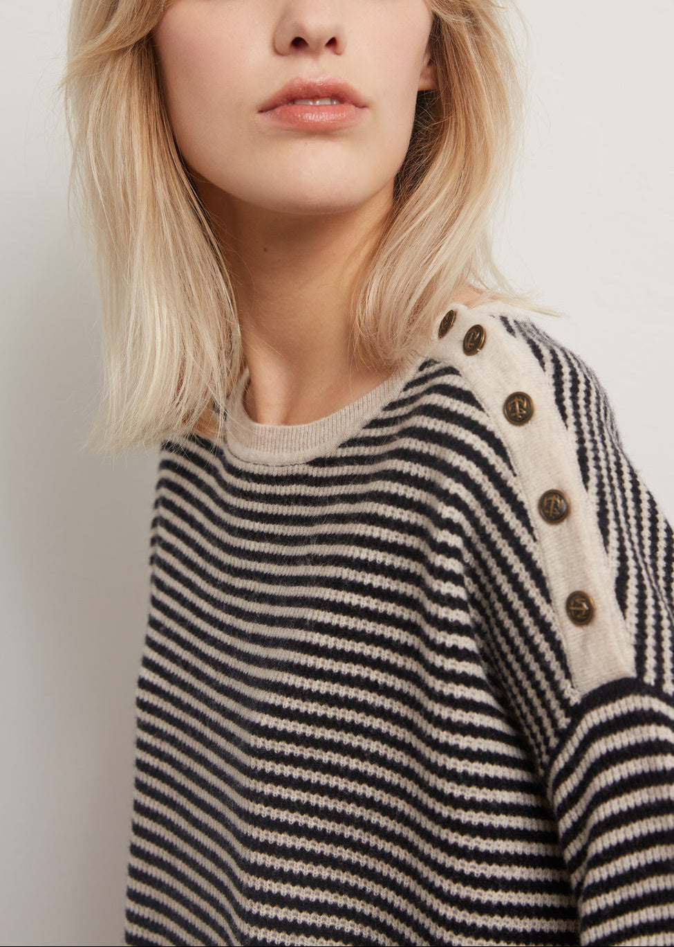 Donatella - Pull à rayures façon marinière en laine Faume - seconde main