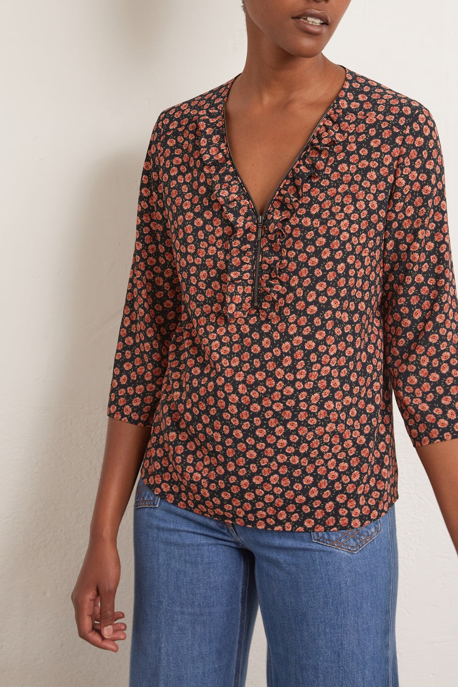 Ana - Blouse fleurie volantée Faume - seconde main