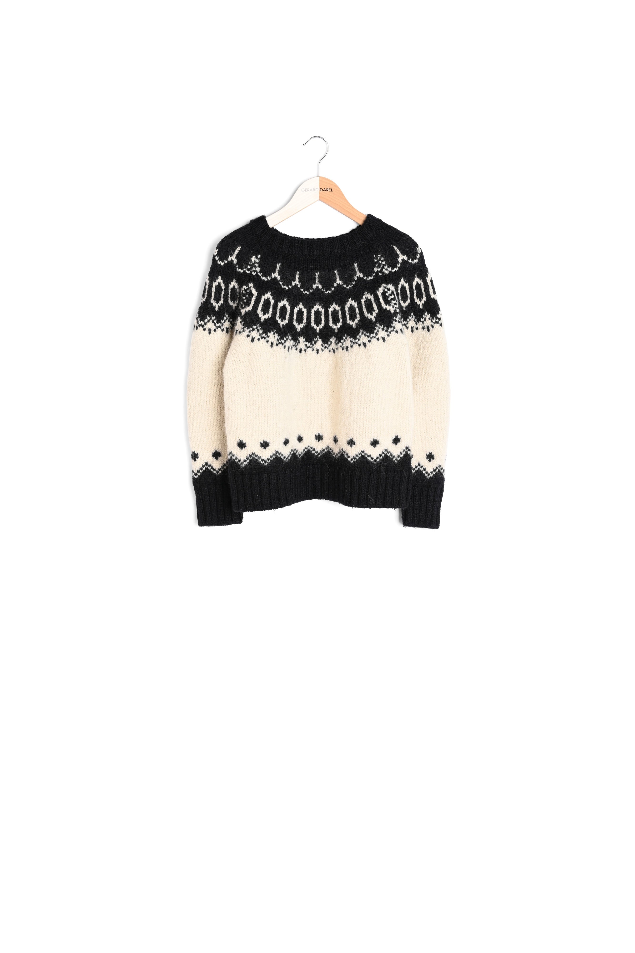 Pull d'hiver en laine mélangée et motifs bicolores - LOUNESS Faume - seconde main