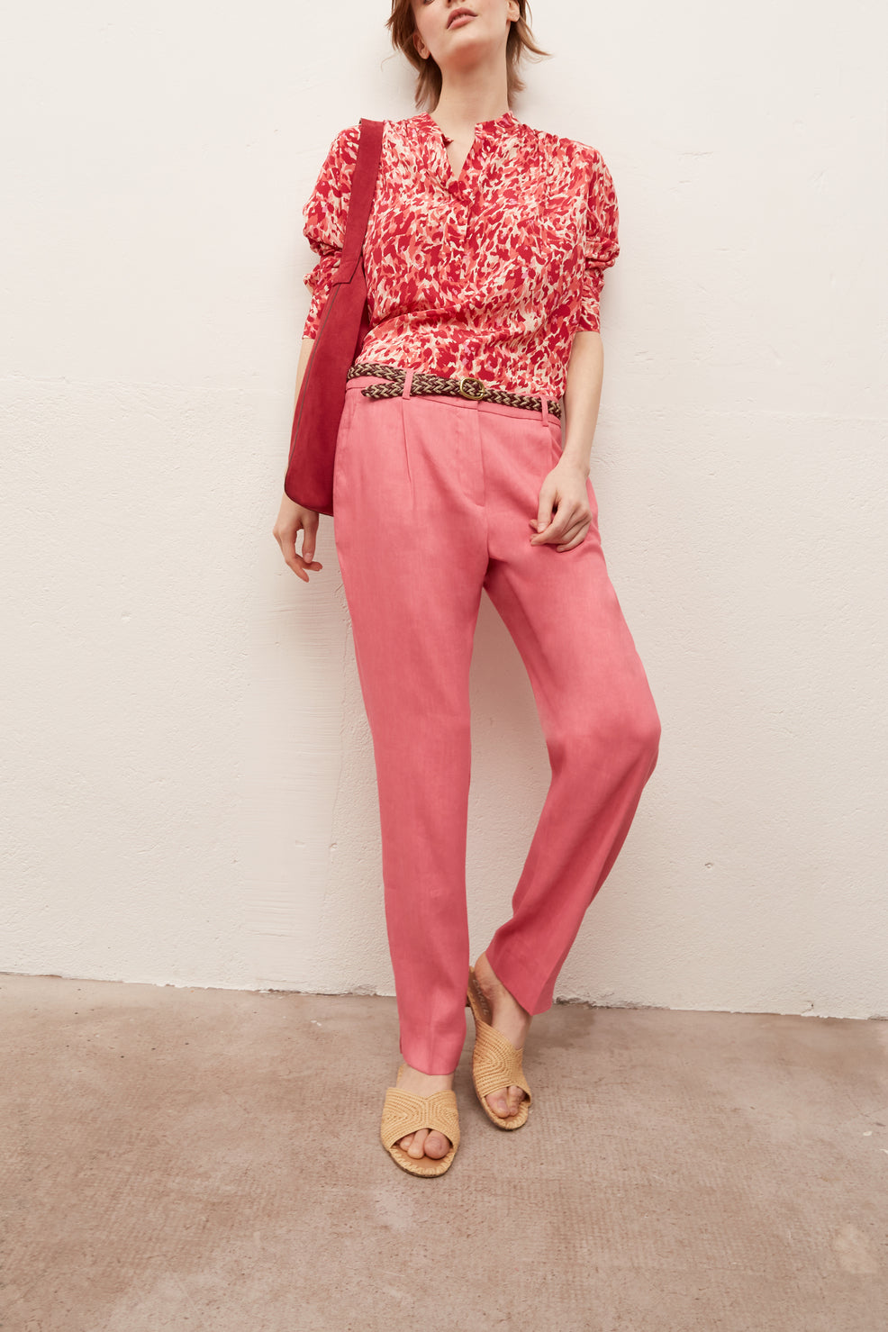 MONICA - Pantalon droit 7/8 en lin mélangé Faume - seconde main