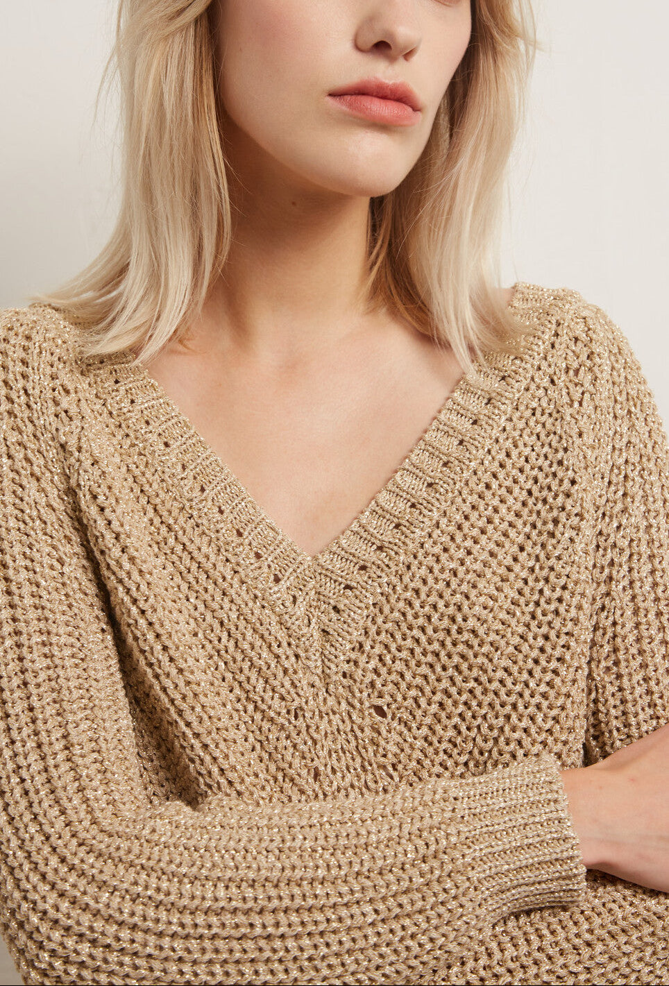 ELODIA - Pull en maille torsadée avec Lurex Faume - seconde main
