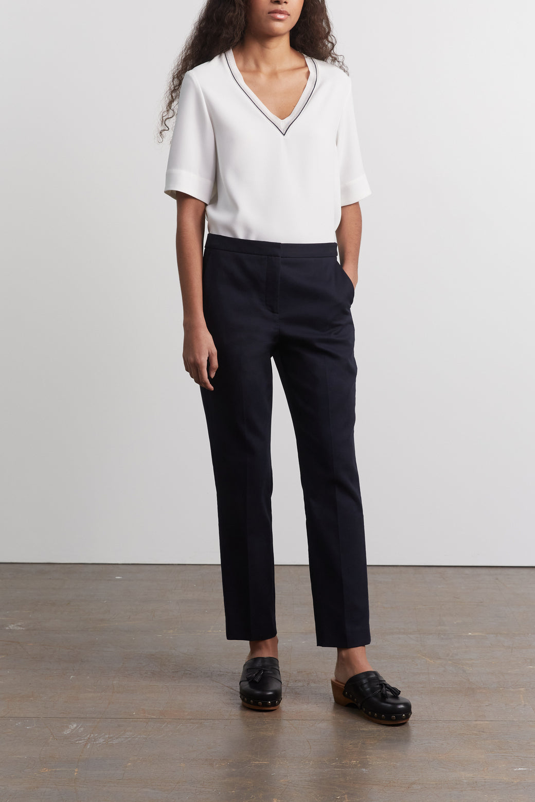 Pantalon droit en coton et dos élastiqué - ELGA Faume - seconde main