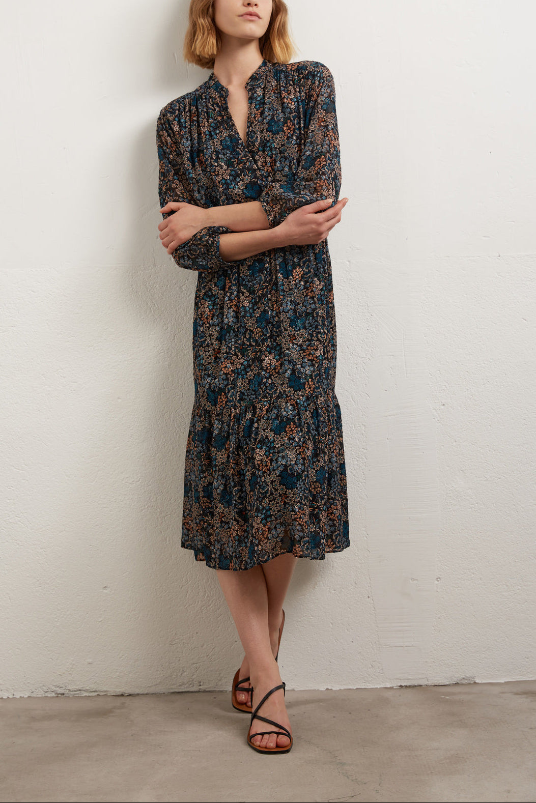 Robe longue imprimée avec Lurex Faume - seconde main