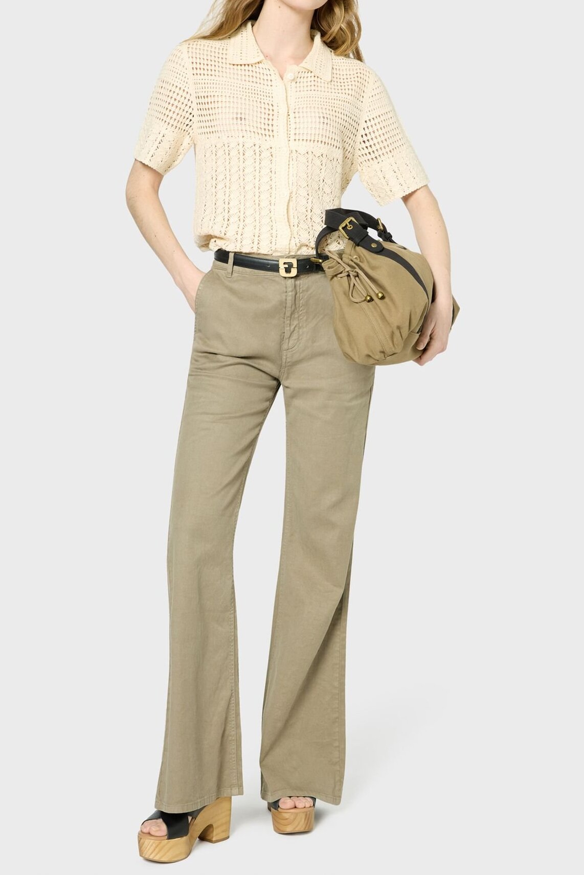 Pantalon large en lin et coton - LOREEN Faume - seconde main