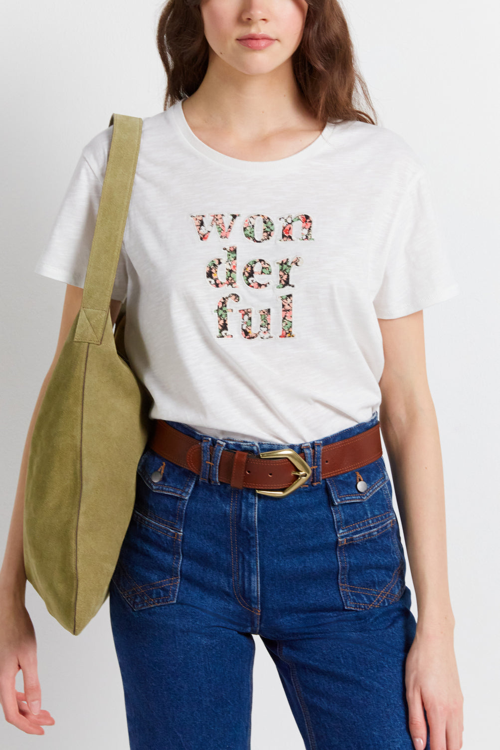 Tee-shirt uni à message fleuri - ALIX Faume - seconde main