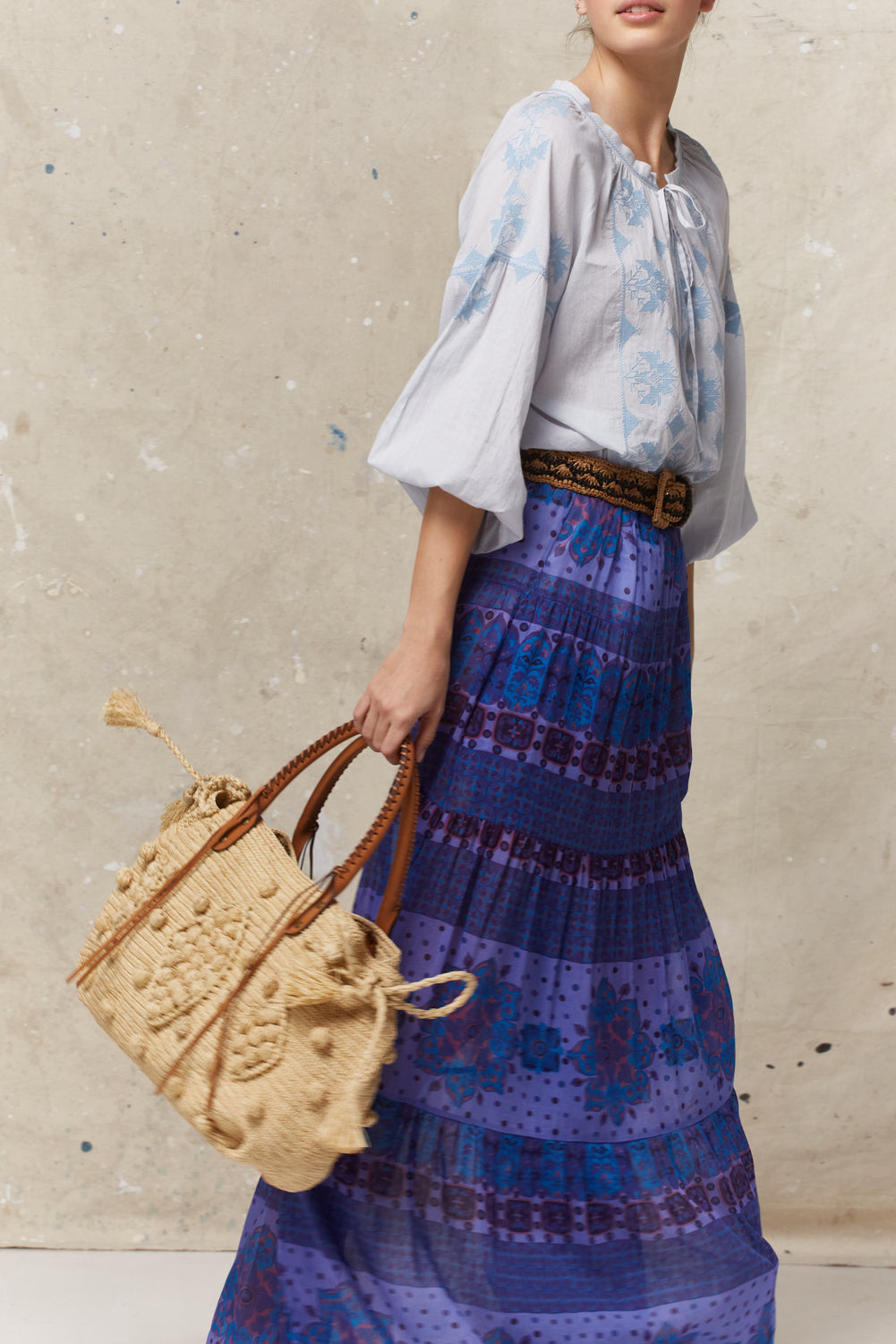 Jupe longue à étages - LEON Faume - seconde main