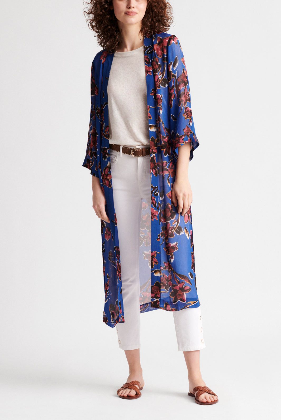 NAYLA - Gilet long et fluide à imprimé floral Faume - seconde main