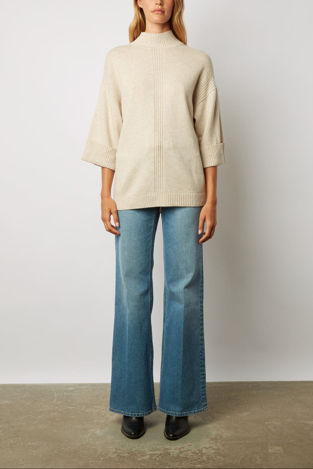 Pull ample à col montant en laine - LAZARINE Faume - seconde main