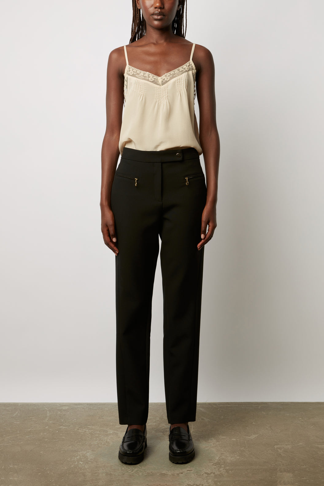 Pantalon droit avec détails dorés - EDNA Faume - seconde main