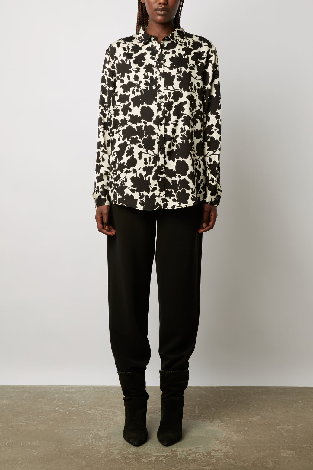 Chemise fluide imprimé fleurs bicolores - CARLA Faume - seconde main