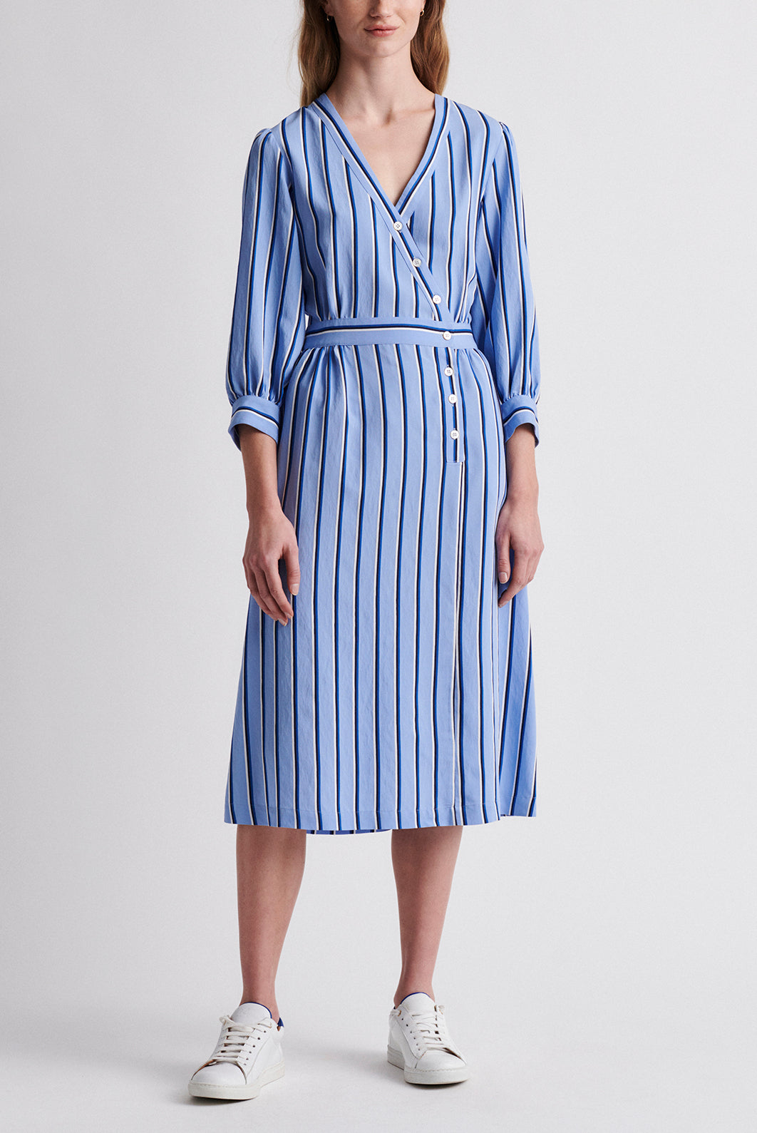 SANDY - Robe midi à rayures Faume - seconde main