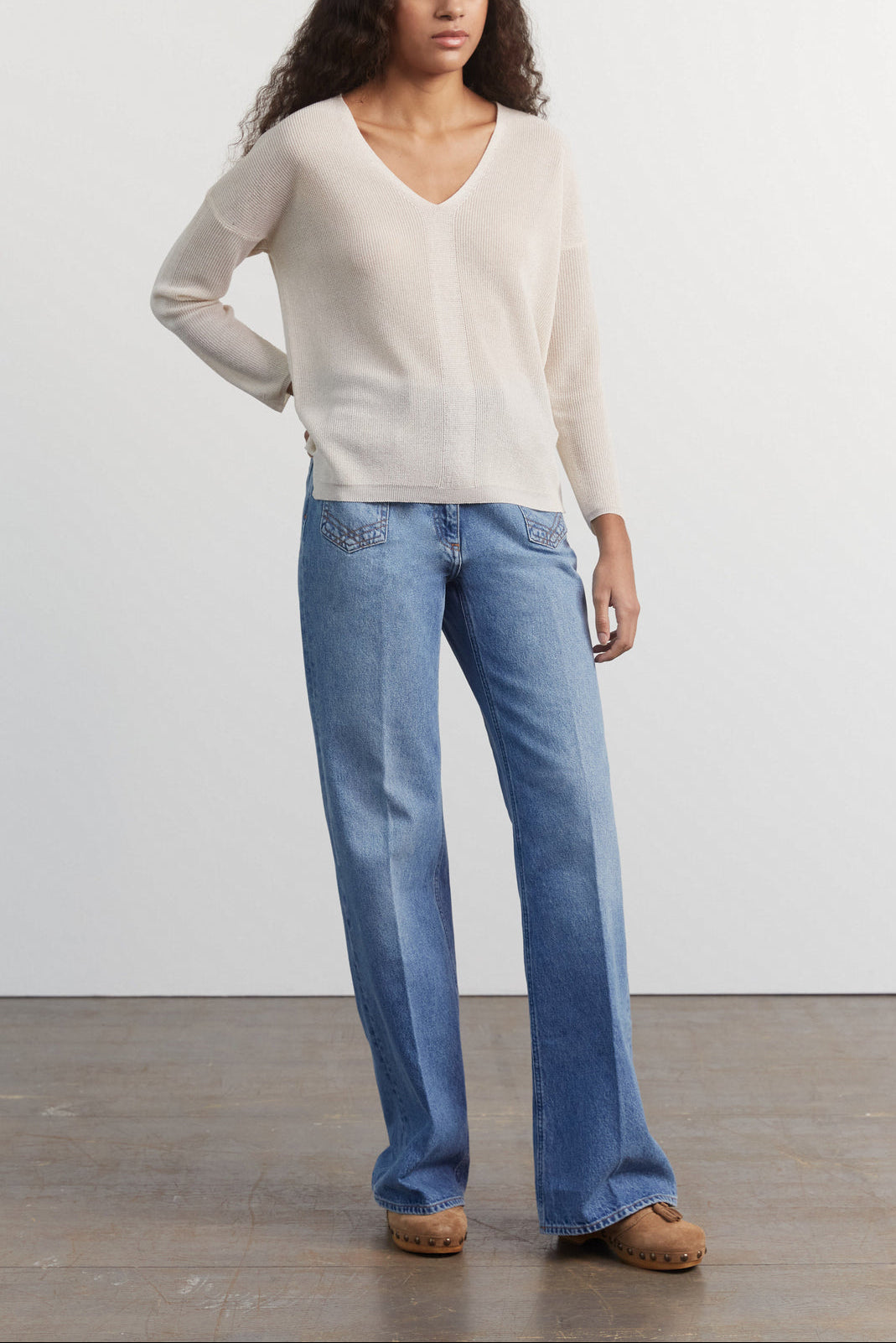 Pull col V en maille fluide - LEOLINE Faume - seconde main