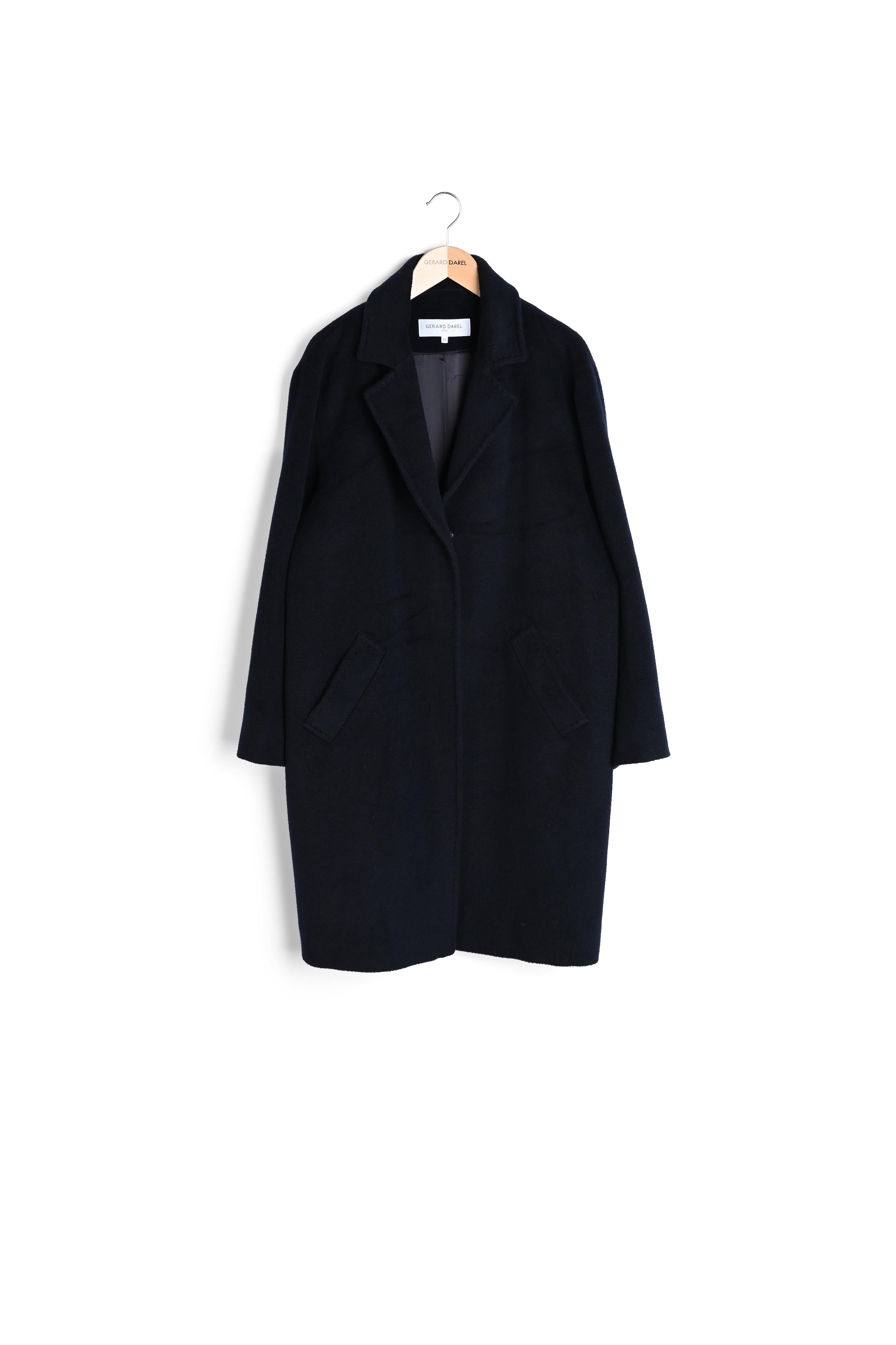 SARA - Manteau droit en laine vierge et angora Faume - seconde main