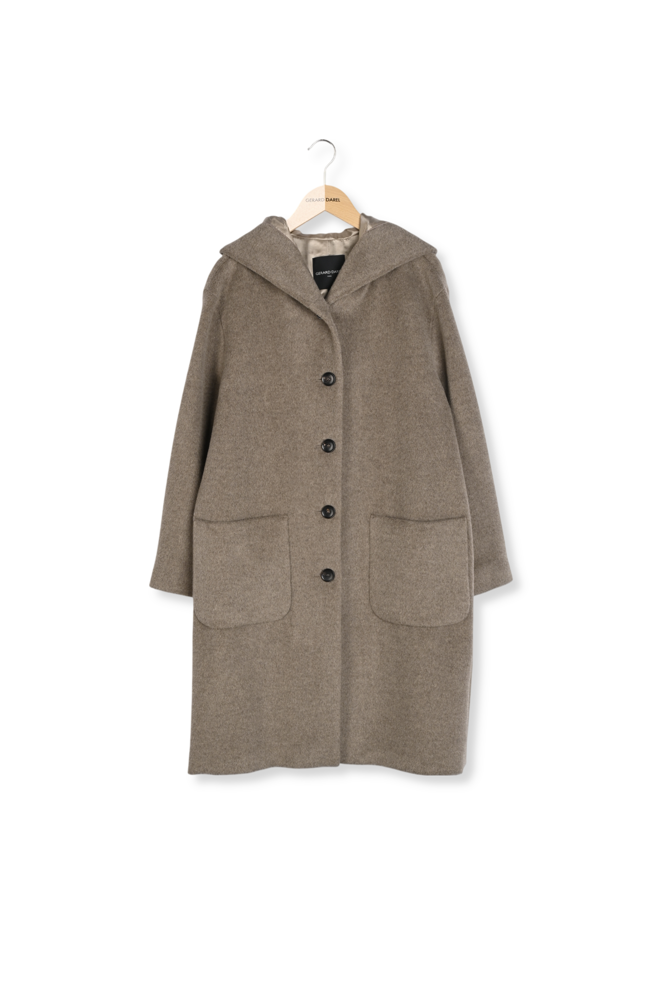 Manteau droit à capuche en laine et angora - LANELLE Faume - seconde main