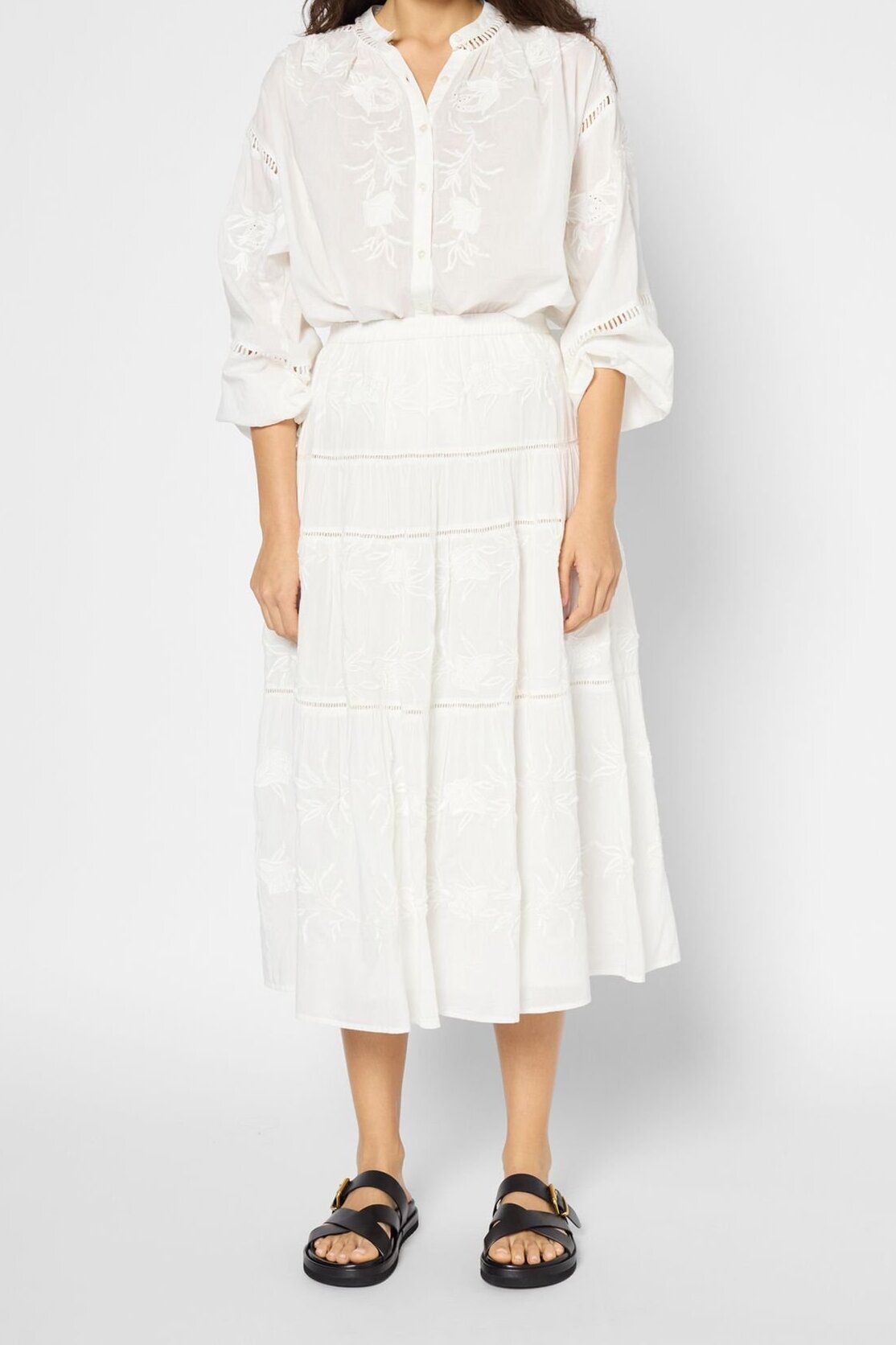 Jupe longue en coton à broderies - VERA Faume - seconde main