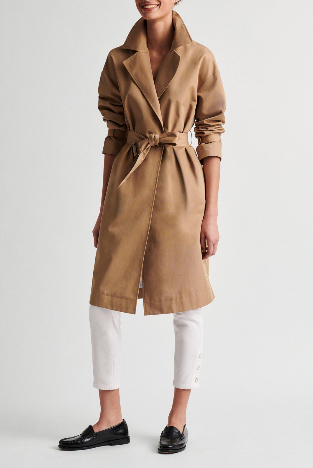 DALILA - Trench ceinturé en toile de coton Faume - seconde main