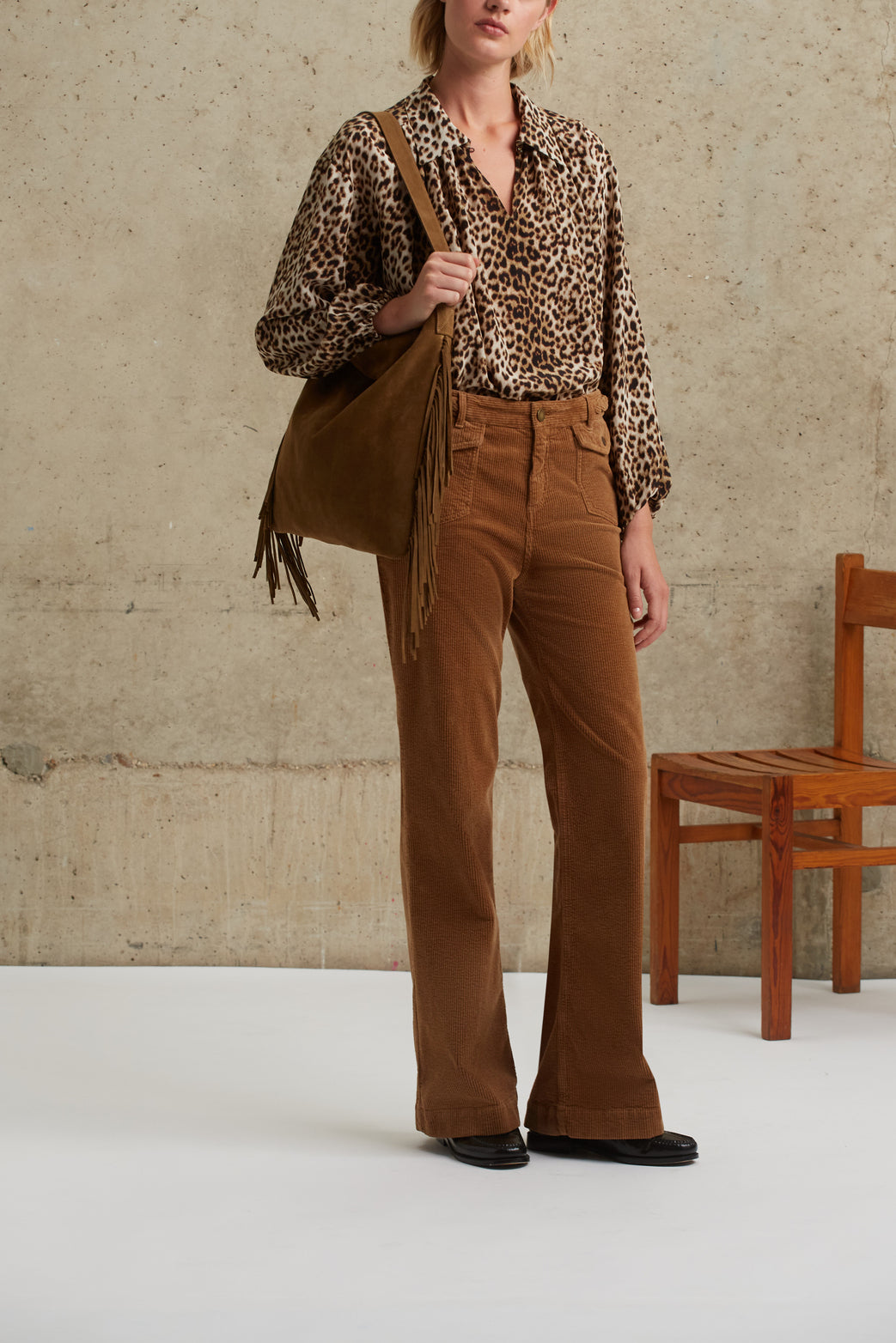 Blouse en soie à motif léopard - CESARIA Faume - seconde main