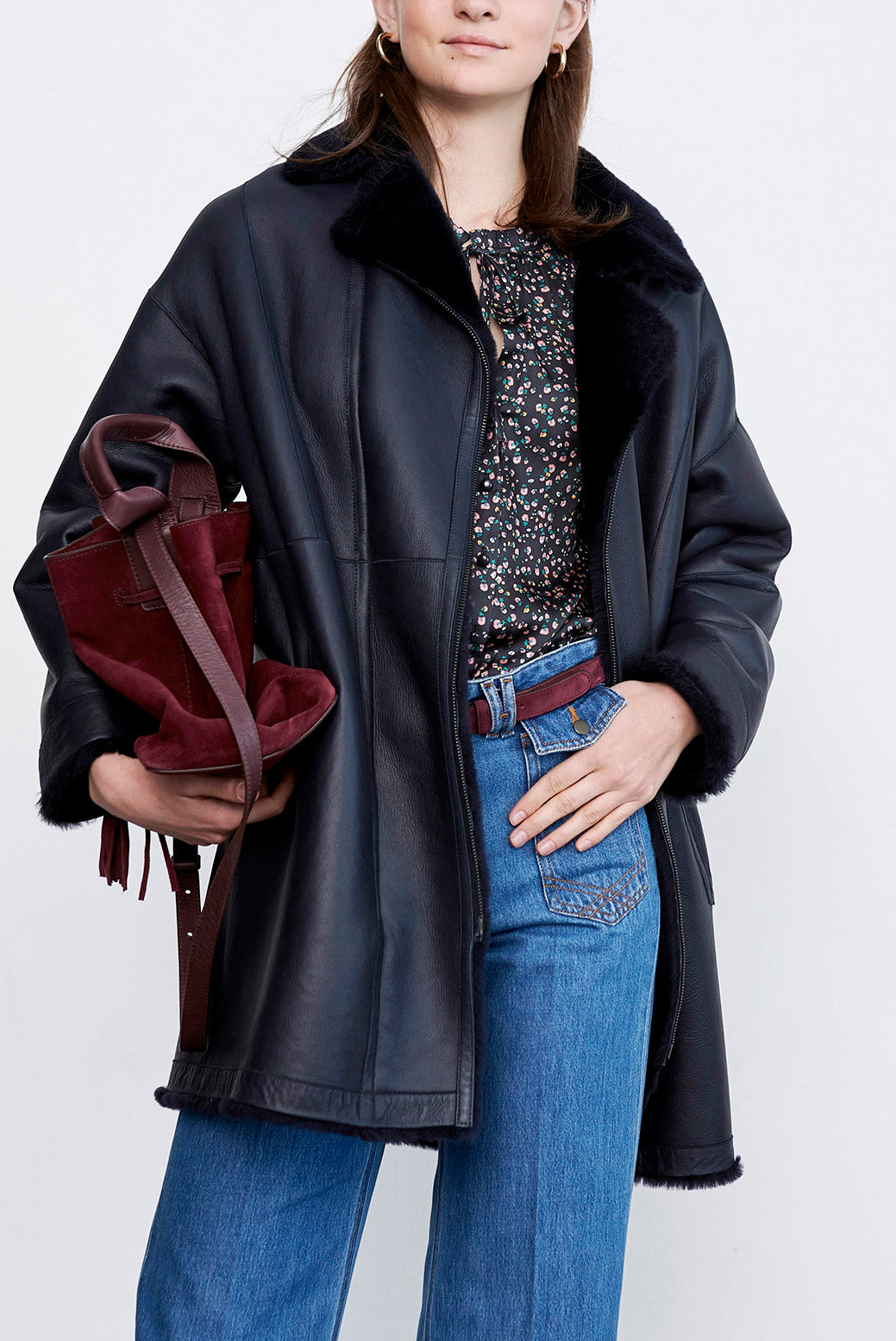 AXELLE - Manteau en cuir de mouton Faume - seconde main