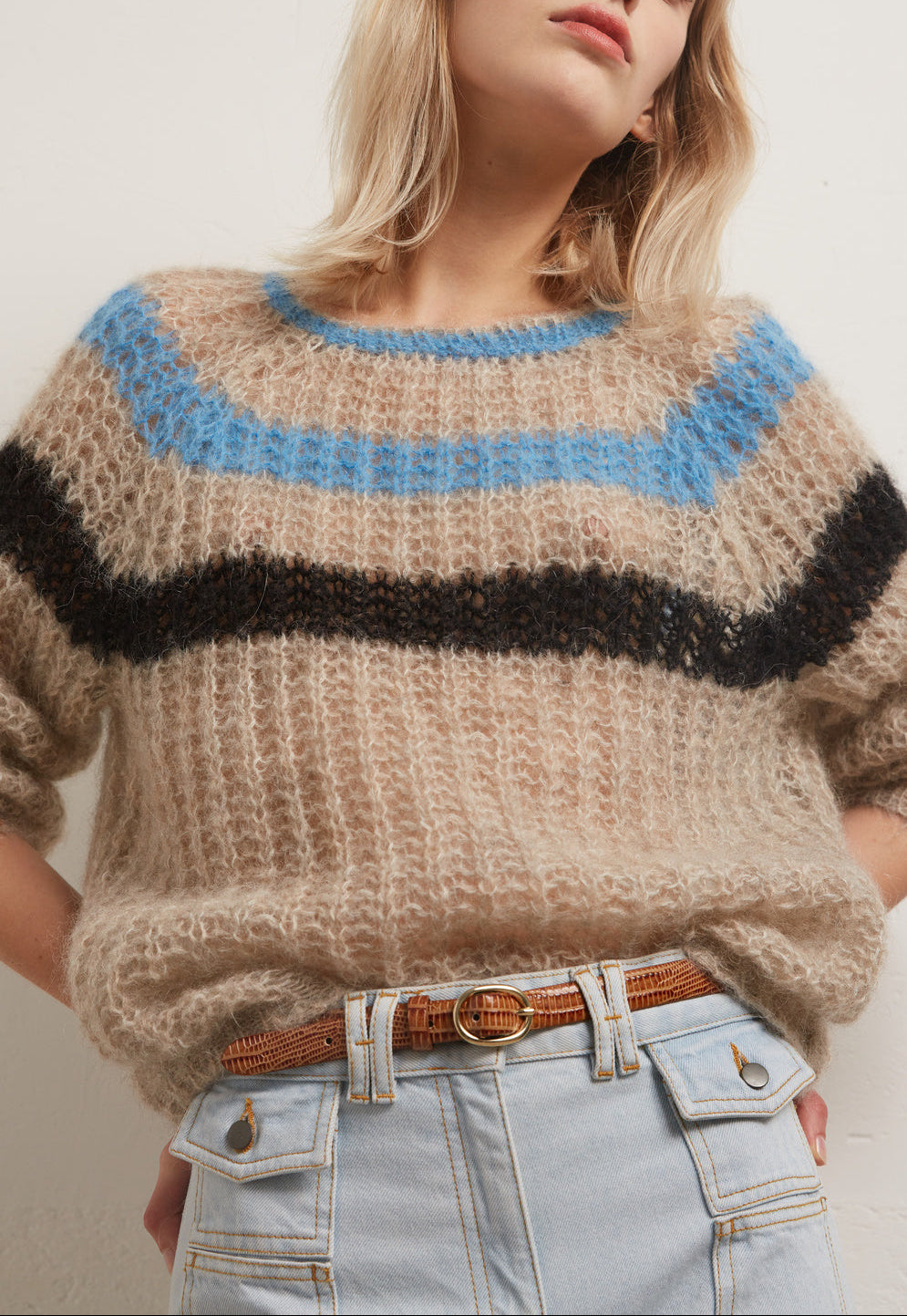 EMANUELA  - Pull en mohair mélangé à rayures Faume - seconde main