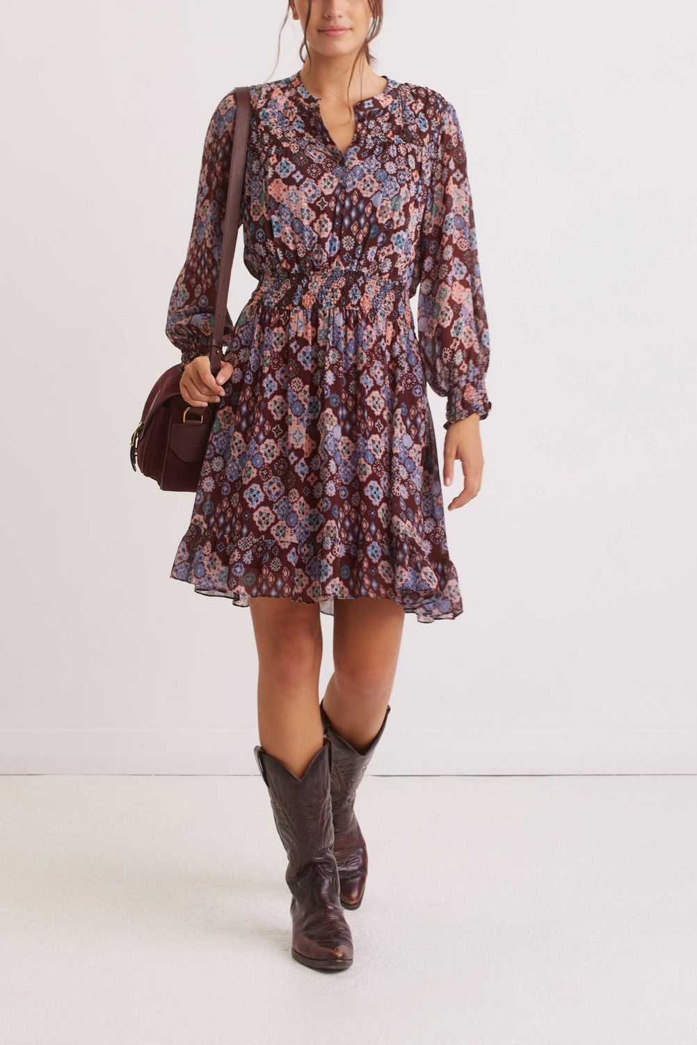 Robe en crêpe mousseline imprimé Ikat - JOHAN Faume - seconde main