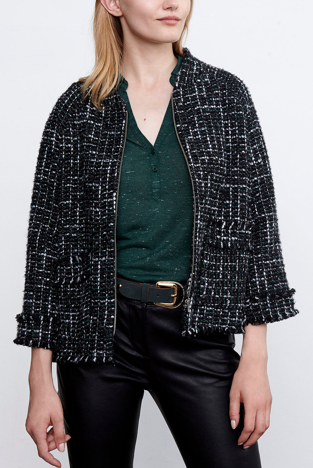 VALERI - Veste façon blouson en tweed Faume - seconde main