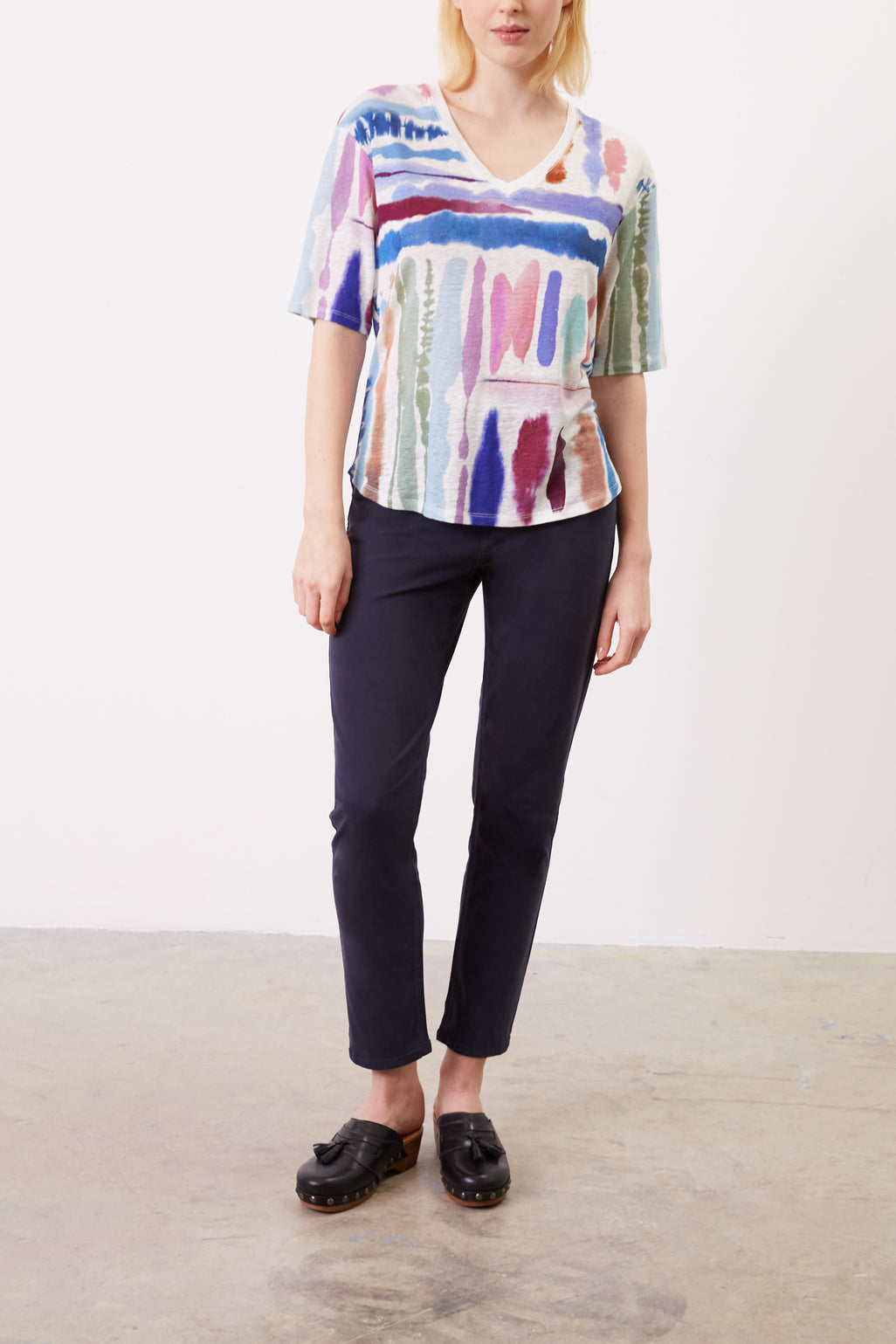 T-Shirt imprimé multicolore en lin - AENORA Faume - seconde main