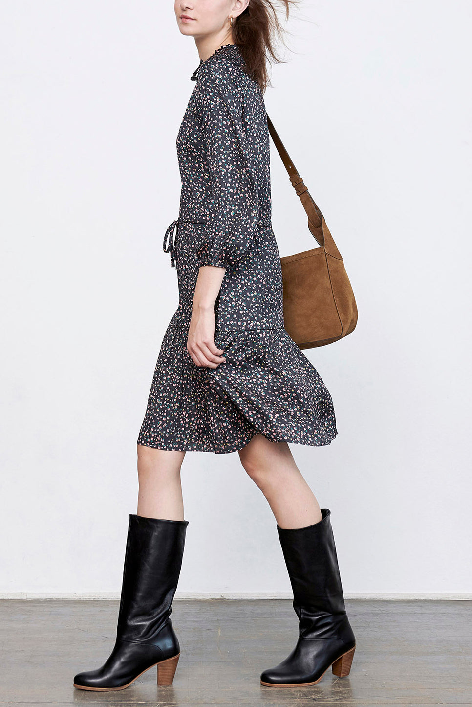 DIXIE - Robe longue imprimé floral Faume - seconde main