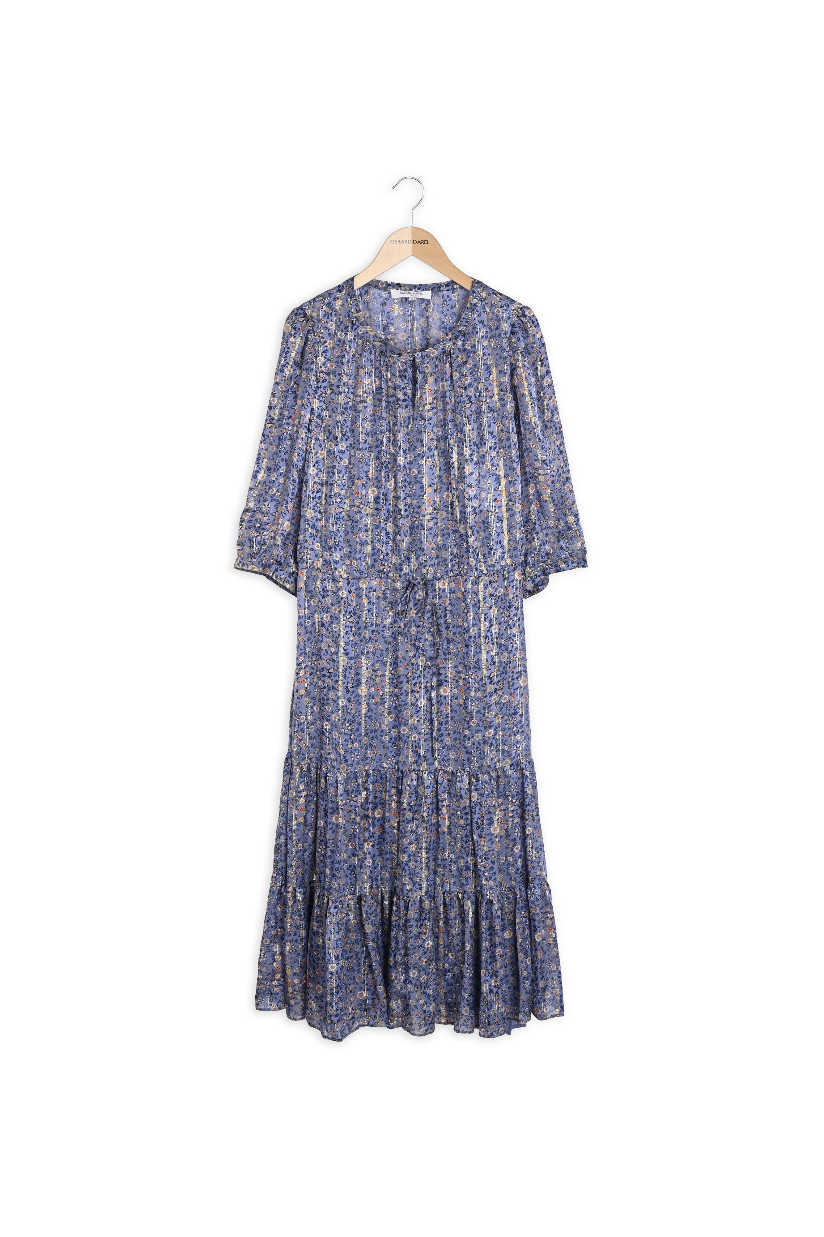 SAHE - Robe longue en soie et Lurex à imprimé floral Faume - seconde main