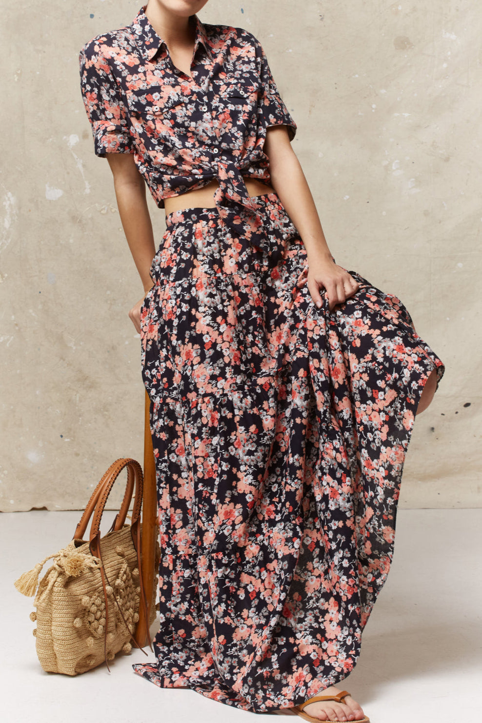 Jupe longue en coton à étages - BEATRICE Faume - seconde main