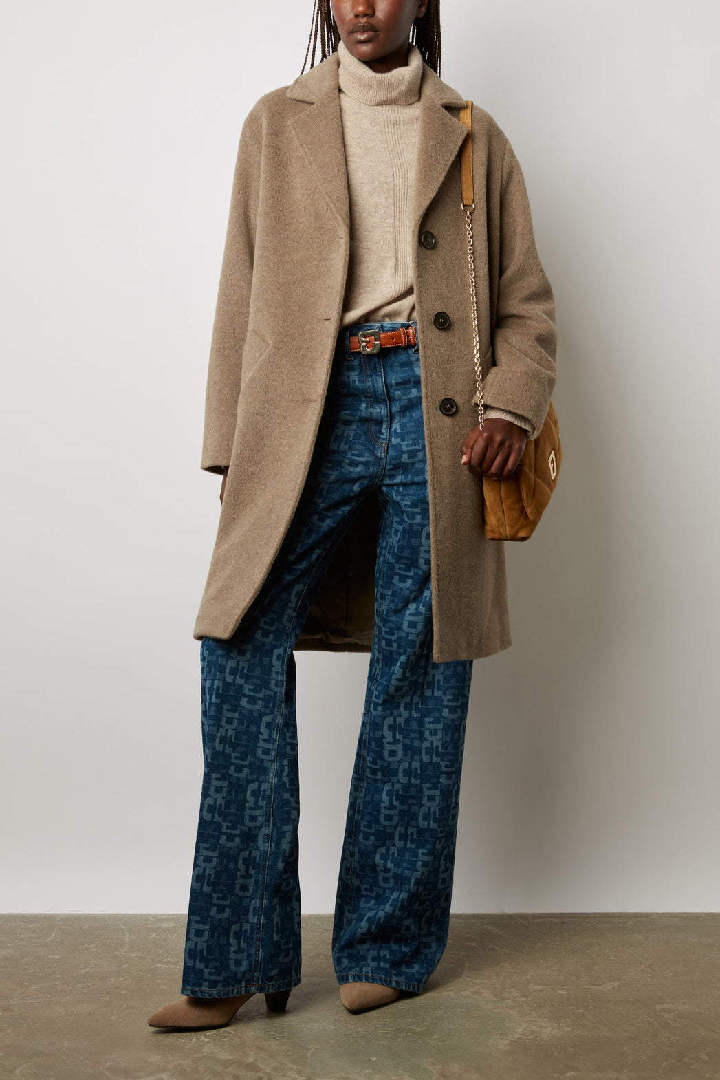 Manteau droit en laine et angora - SALISHA Faume - seconde main
