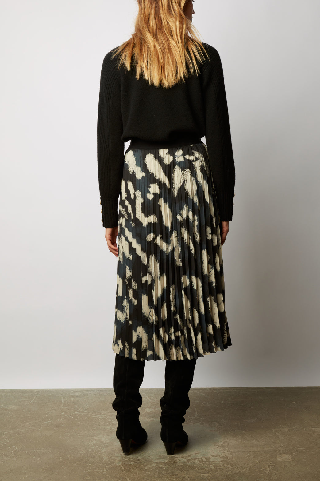 Jupe midi plissée à imprimé contrasté - BALKISS Faume - seconde main