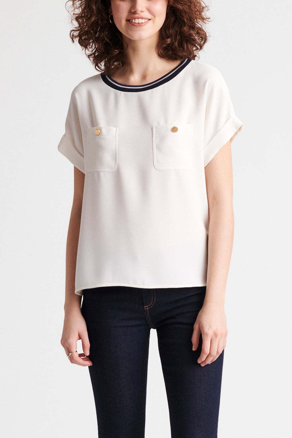 NUNZIA - Top en crêpe avec poches Faume - seconde main