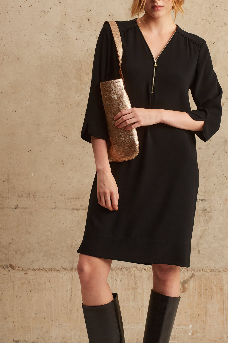 Robe en crêpe à encolure zippée - JAUFFRE Faume - seconde main