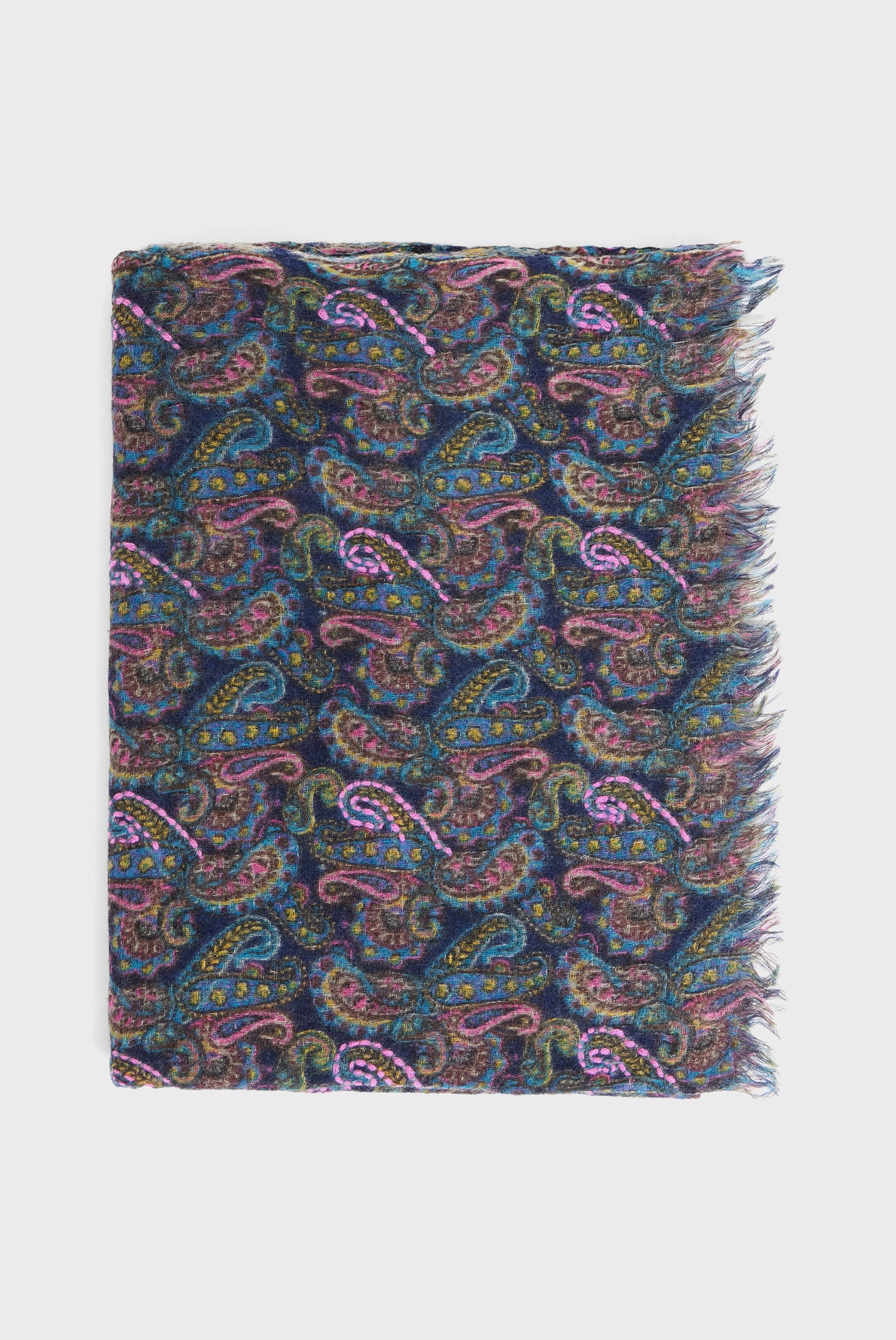 Grande écharpe brodée à motif cachemire - GENA Faume - seconde main