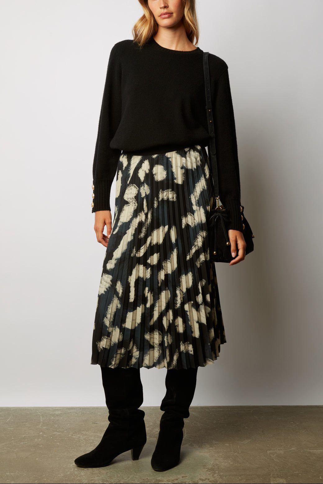 Jupe midi plissée à imprimé contrasté - BALKISS Faume - seconde main