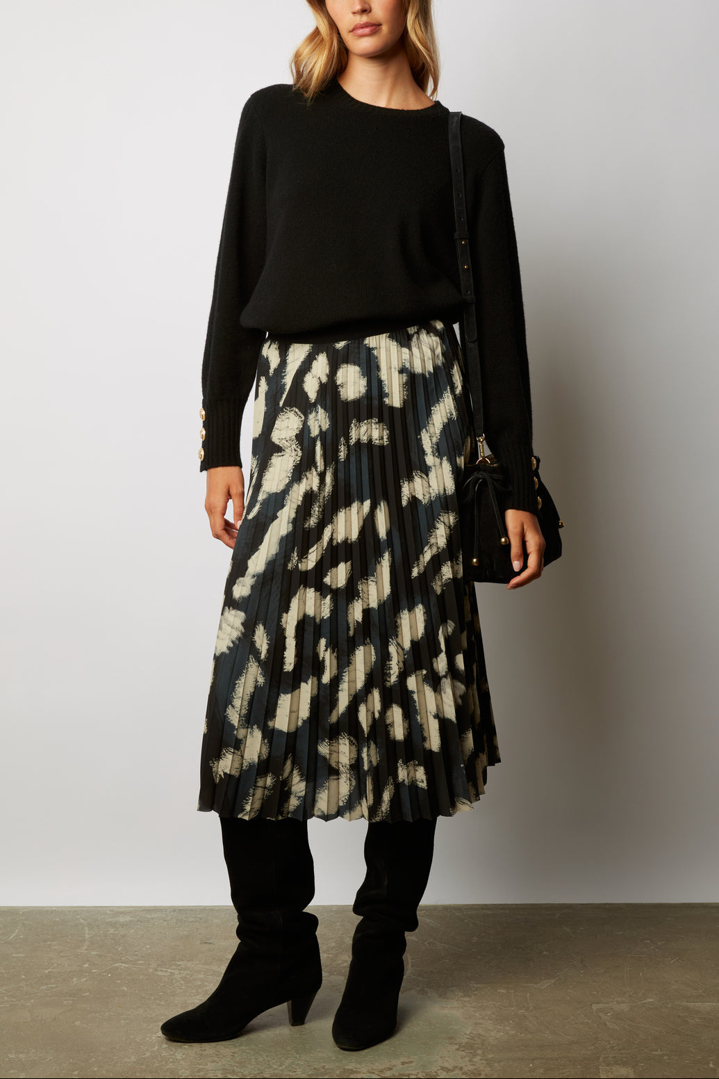 Jupe midi plissée à imprimé contrasté - BALKISS Faume - seconde main