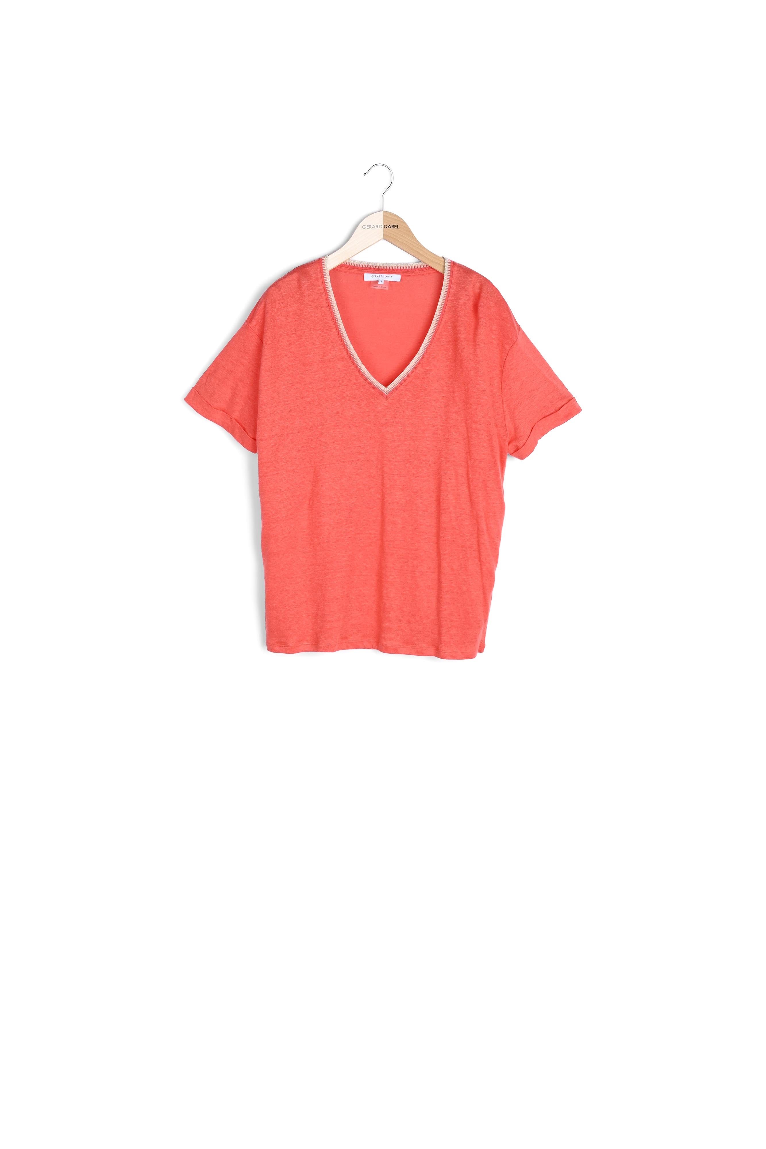 JOYA - Tee-shirt V en lin Faume - seconde main