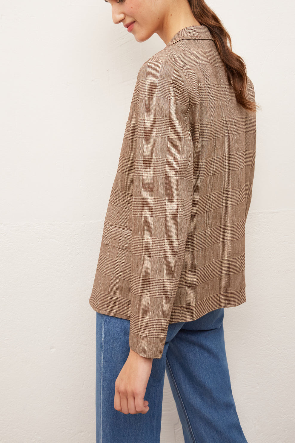 ALEXA - Veste de tailleur en lin imprimé prince de galles Faume - seconde main