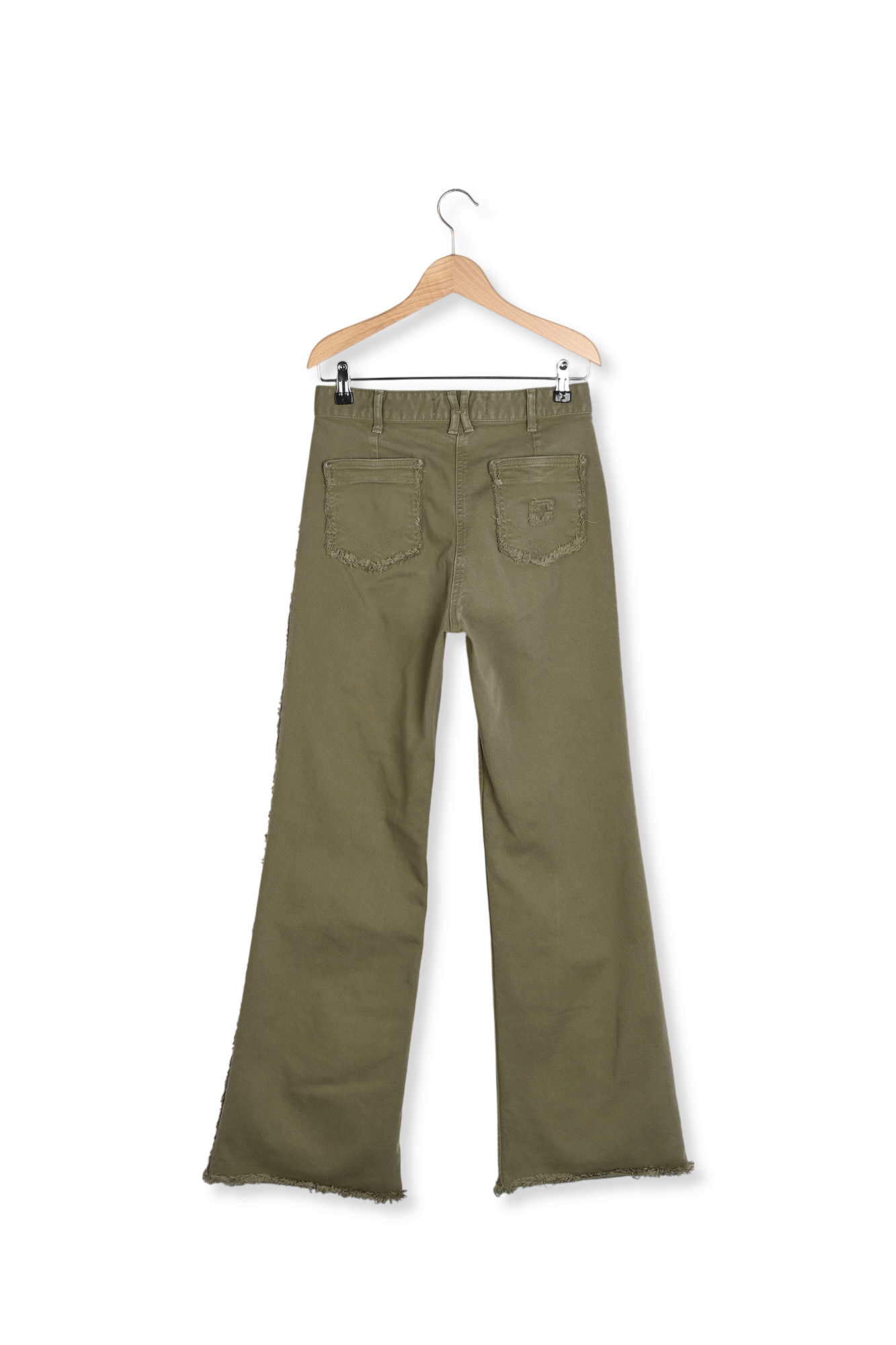 Jean flare kaki à franges - ANNA Faume - seconde main