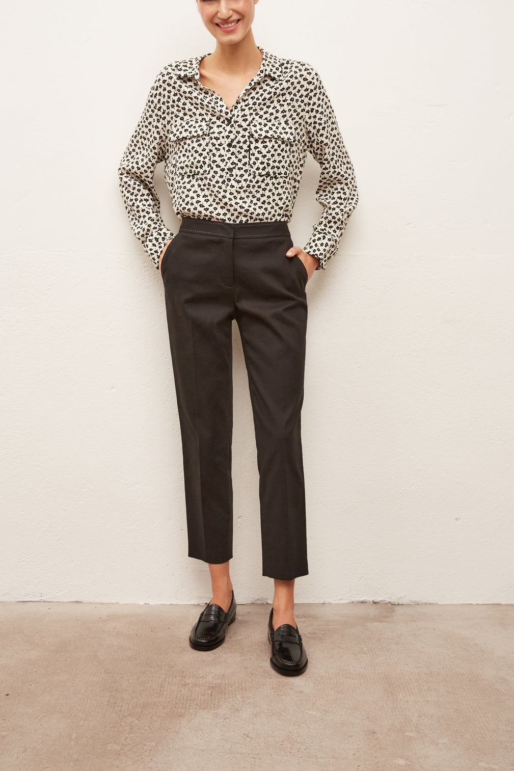 MUSETTA - Pantalon droit 7/8 en coton Stretch Faume - seconde main