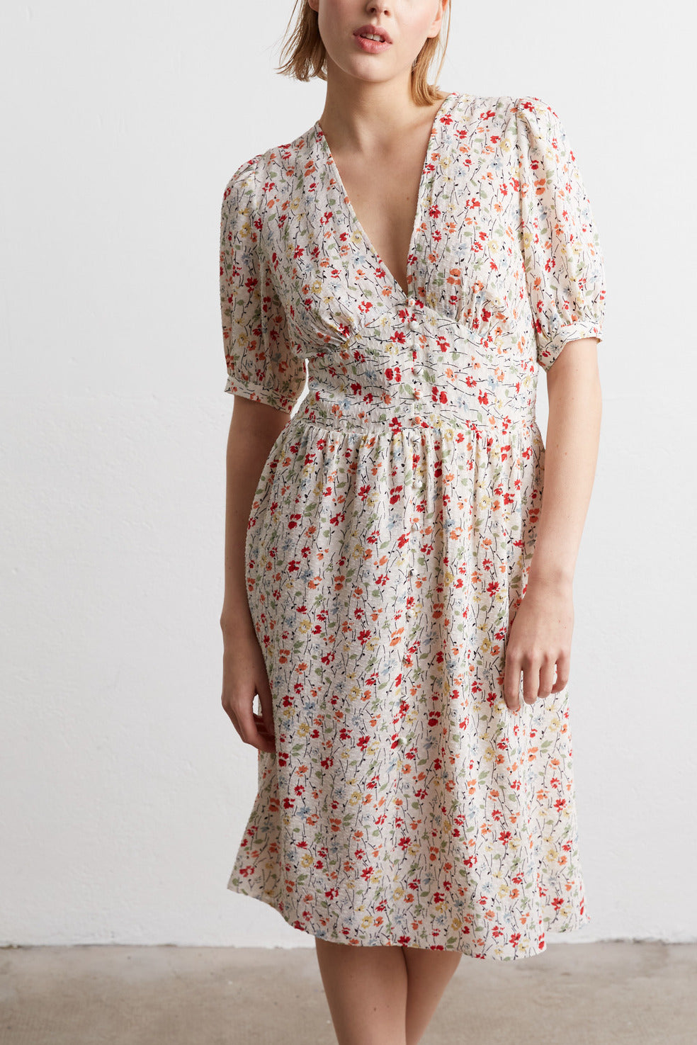 Robe à motif floral coloré - JUSTINA Faume - seconde main