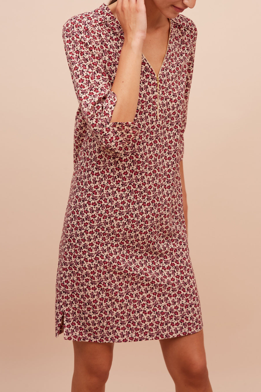 Robe fleurie avec encolure zippée - JAHLYA Faume - seconde main