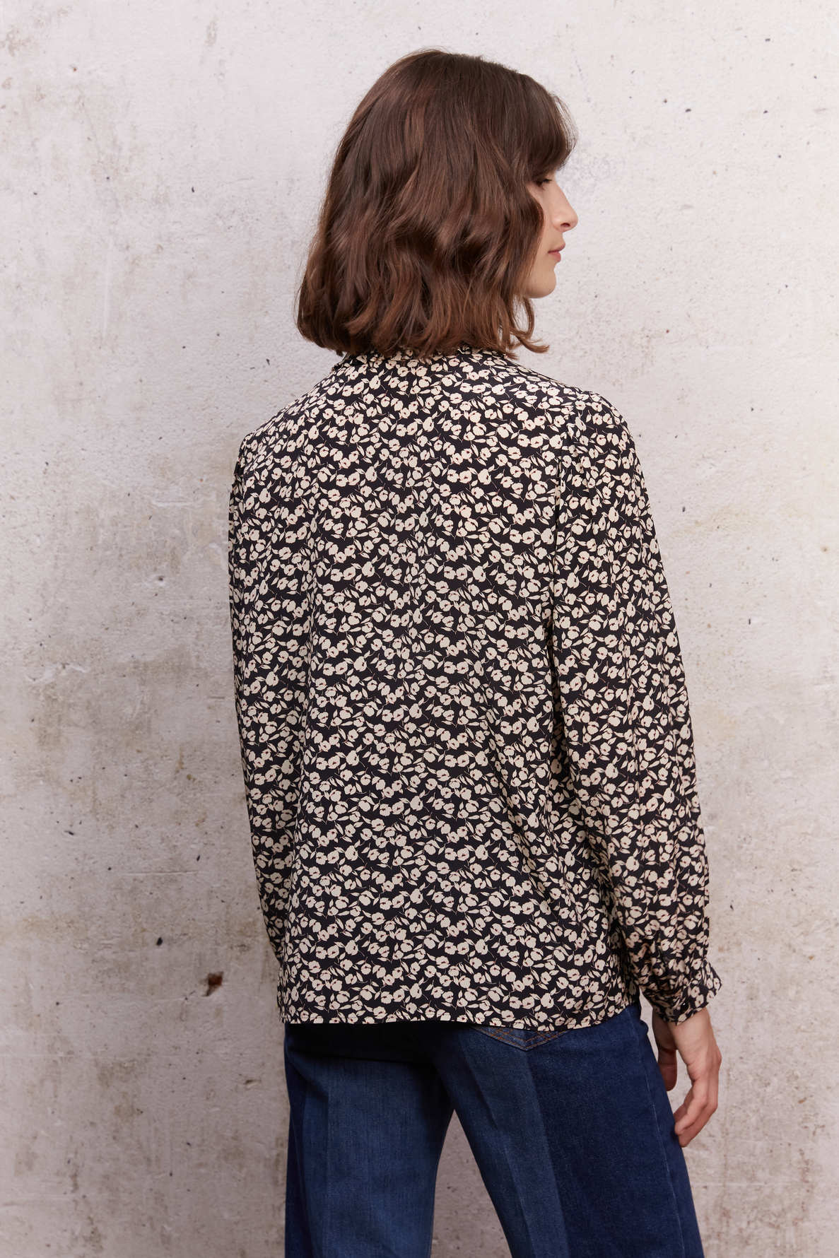 Chemise fleurie avec volants et plis - CHEYENNE Faume - seconde main