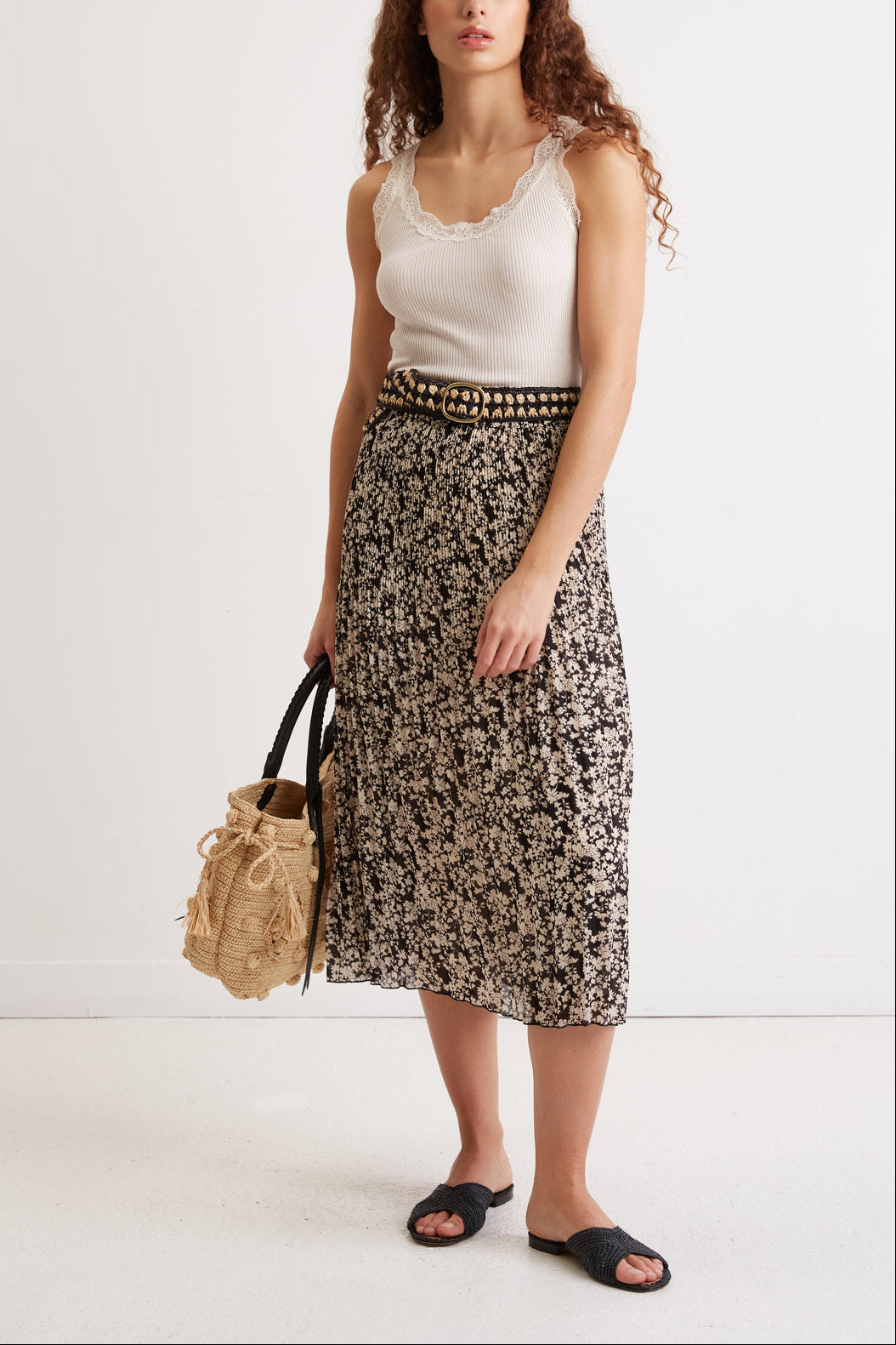 Jupe plissée en crêpe mousseline - BARBARA Faume - seconde main