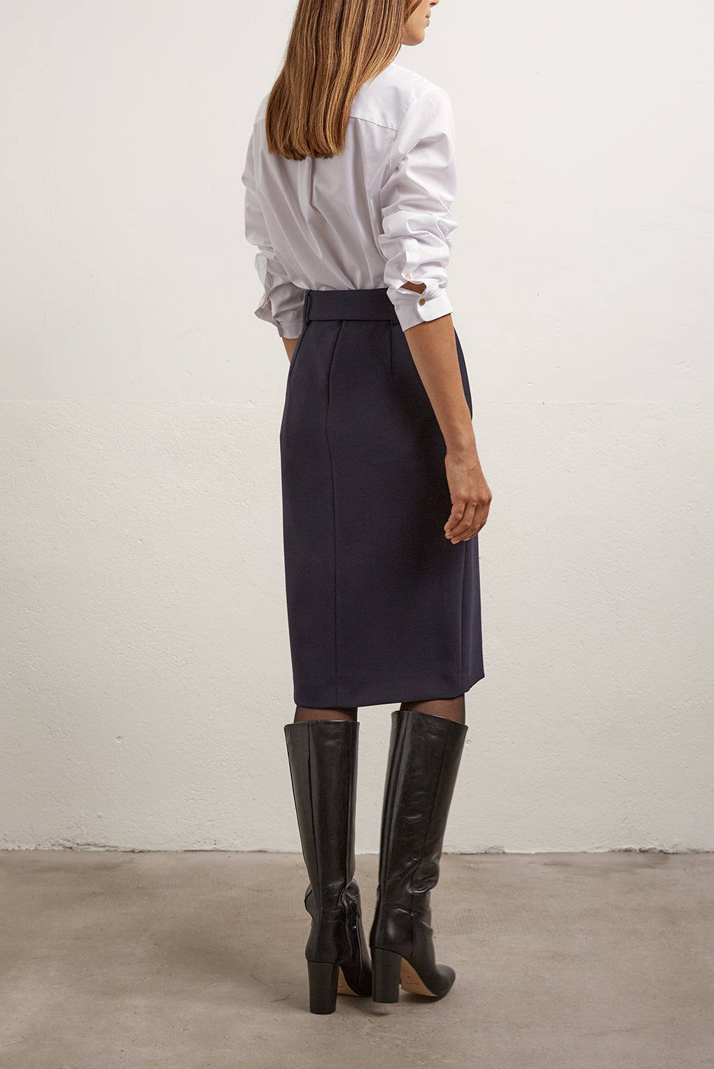 Michela - Jupe droite ceinturée longueur midi Faume - seconde main