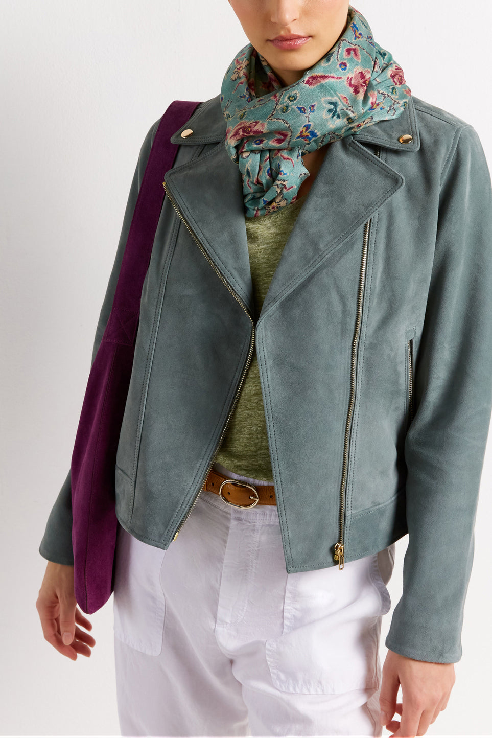 Veste biker en cuir velours - MAUD Faume - seconde main